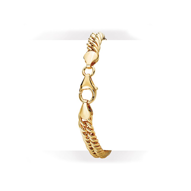 Weaved Curb Link Gold Plated Silver Bracelet