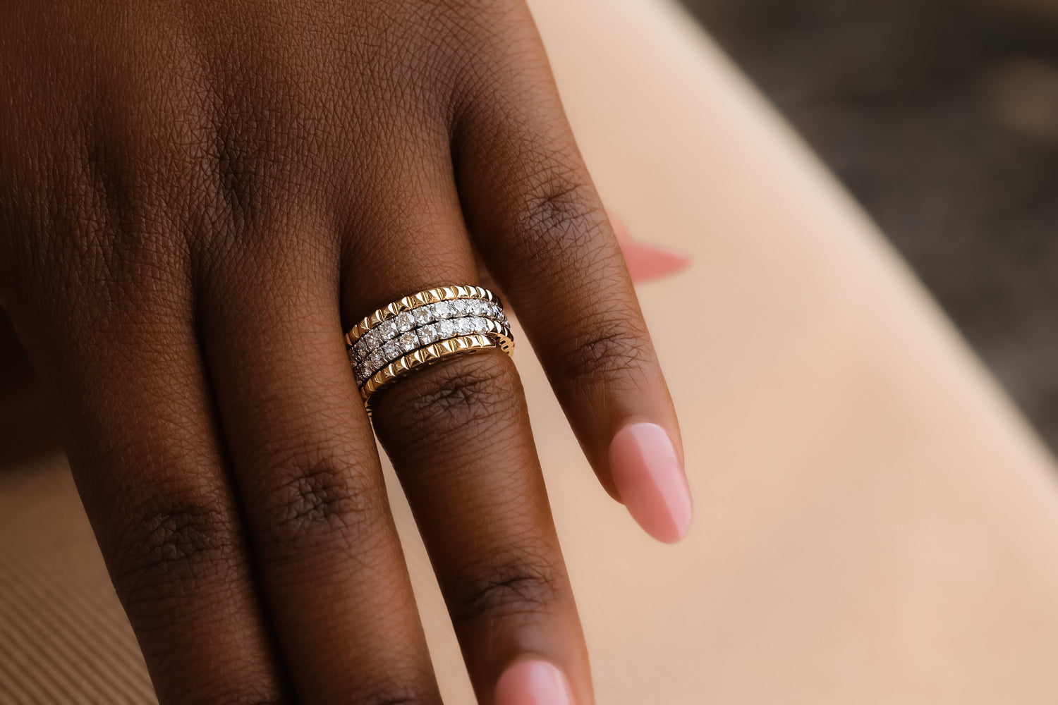 Natural Diamond Flex Triple Wrap Ring