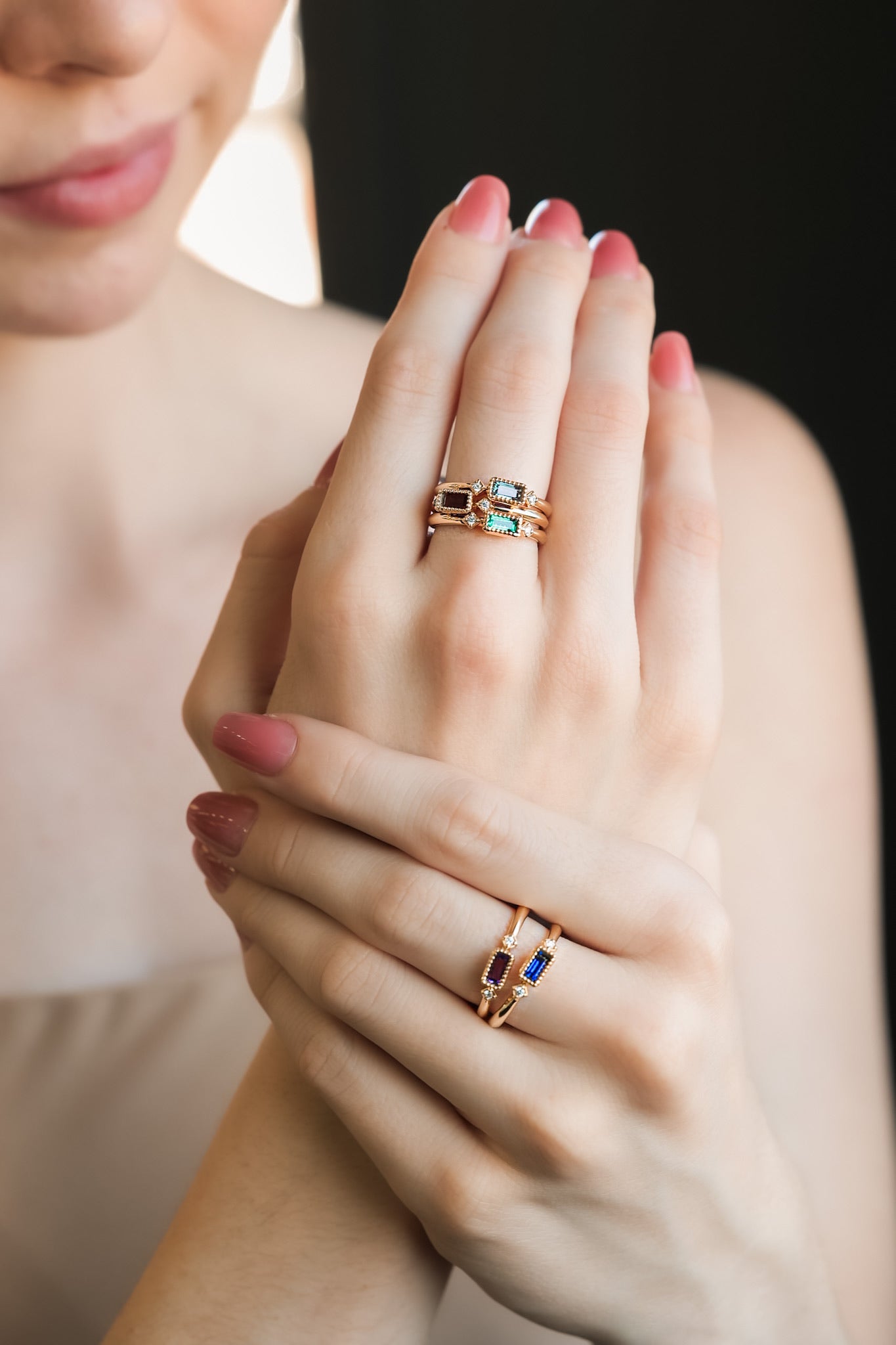 Radiant Elegance: Diamond Accented Gold Birthstone Ring