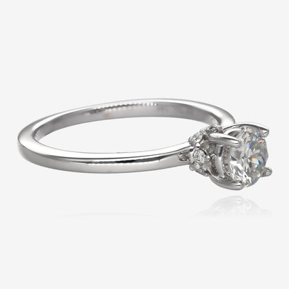 Diamond Accented Euro Cut Solitaire Engagement Ring