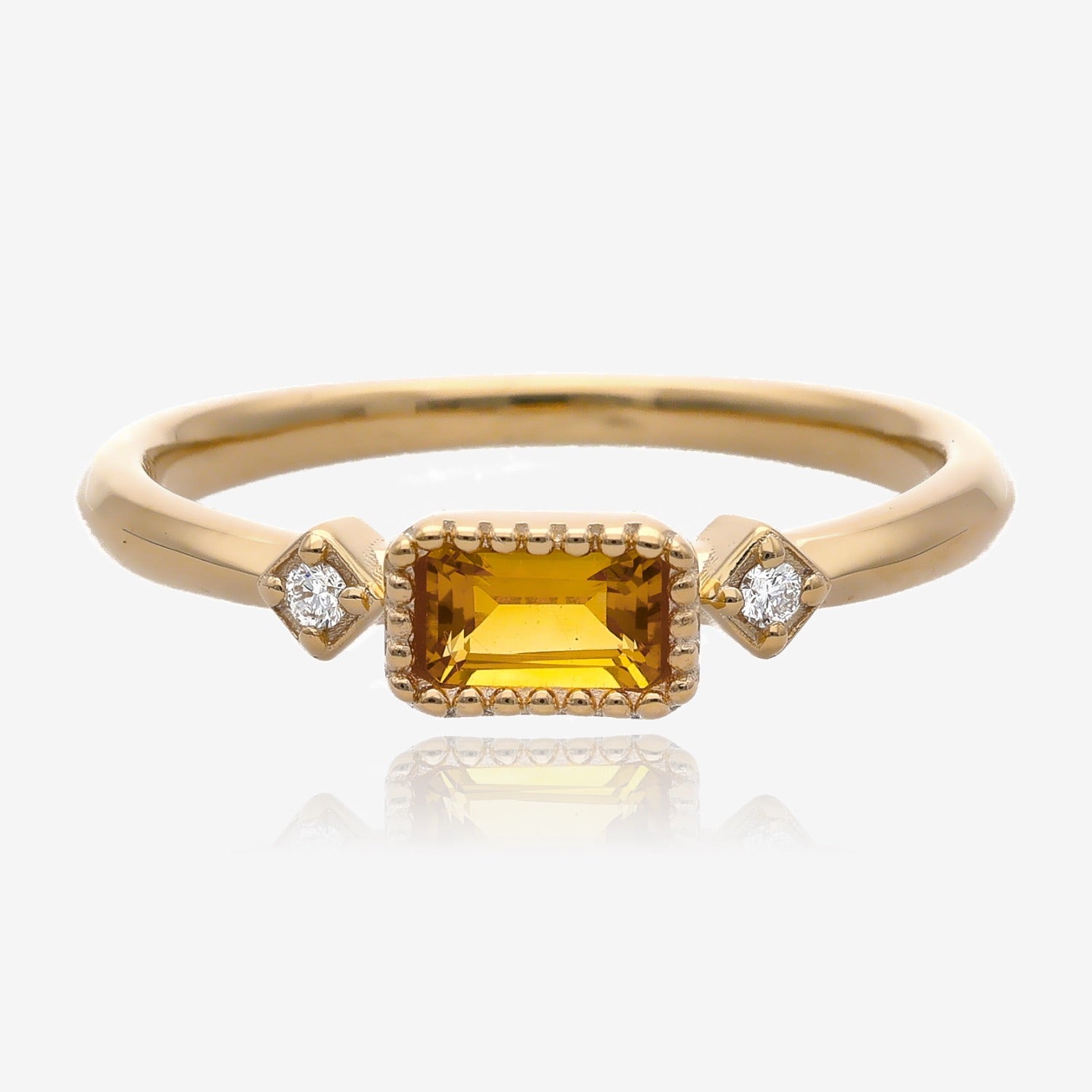 Radiant Elegance: Diamond Accented Gold Birthstone Ring