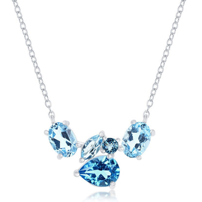 Multi-Shaped Blue Topaz Cluster Necklace