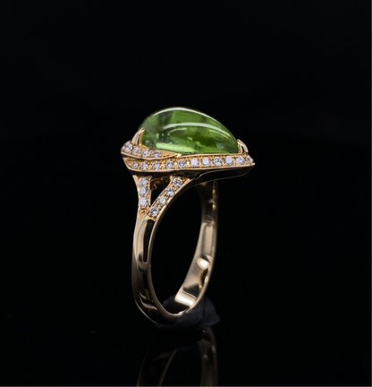 Peridot Glow Diamond Accented Pear Shape Ring