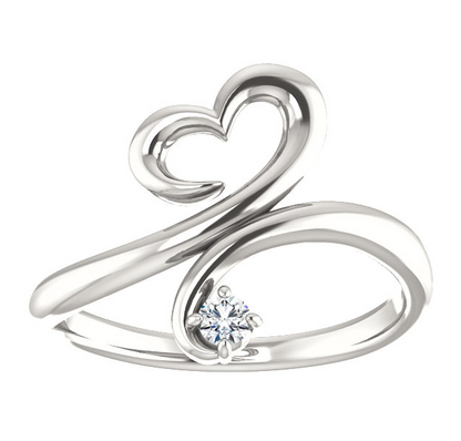 .06 Ctw Diamond Heart Promise Ring in Silver