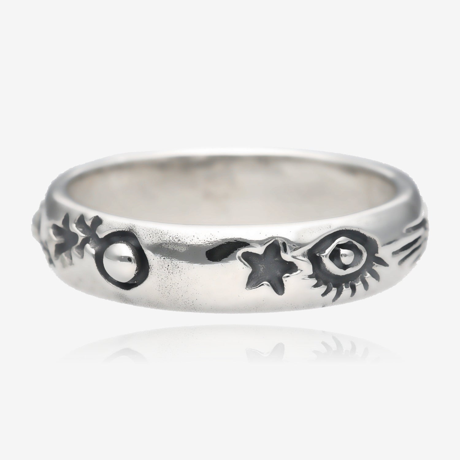 Silver Solar System Celestial Band, Medium Width