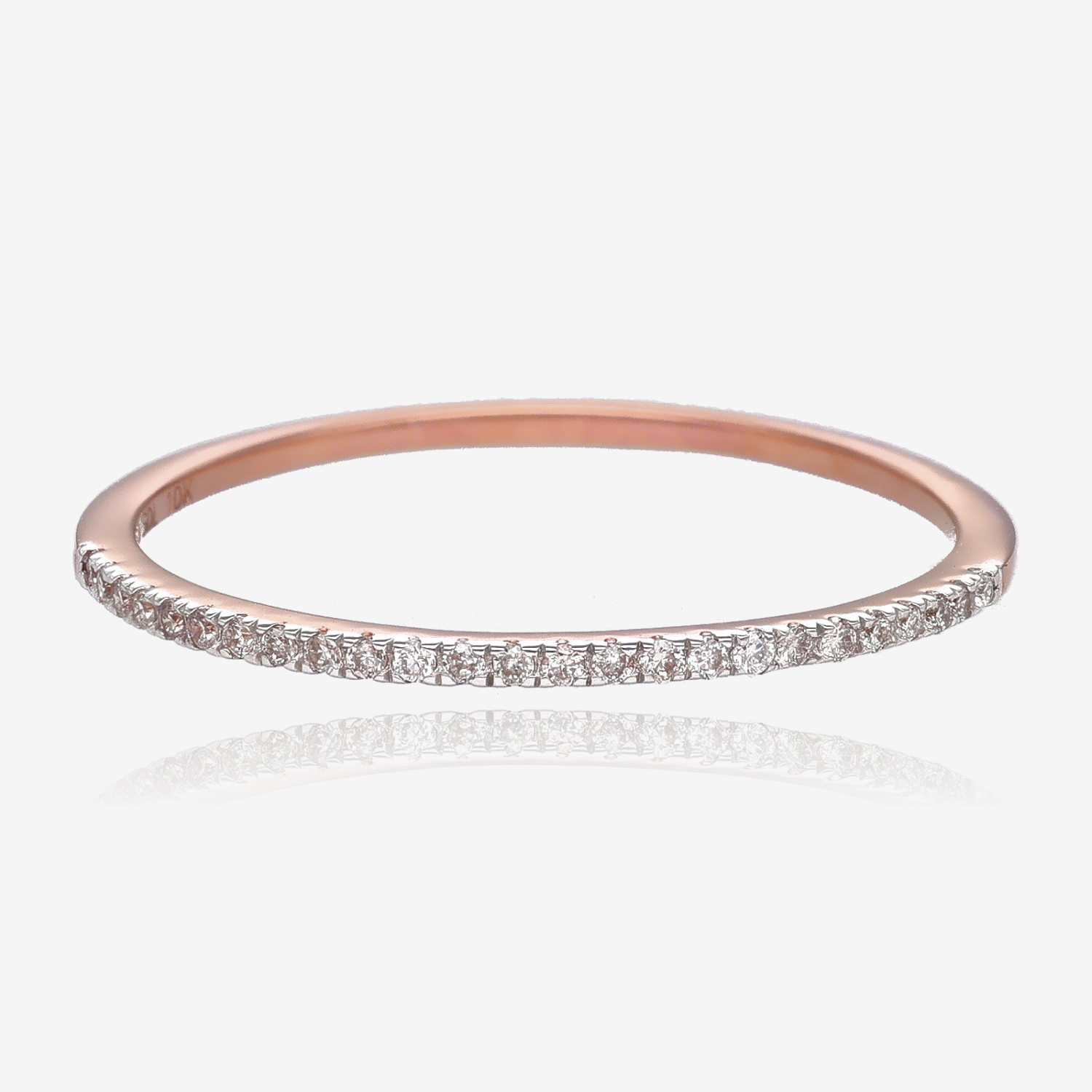 Glittering Thin Line Diamond and Gold Band