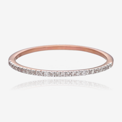 Glittering Thin Line Diamond and Gold Band