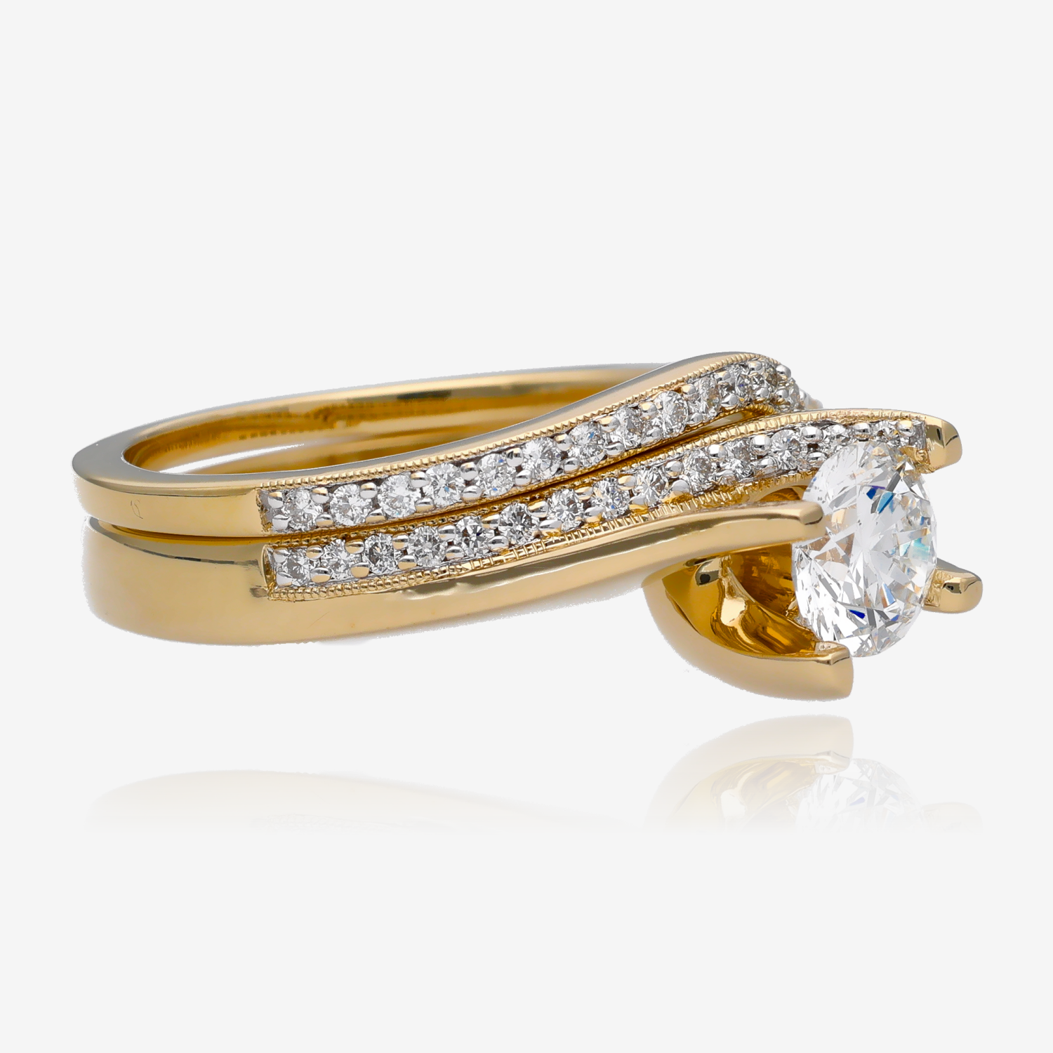 Swept Lab Diamond Bypass Bridal Ring Set