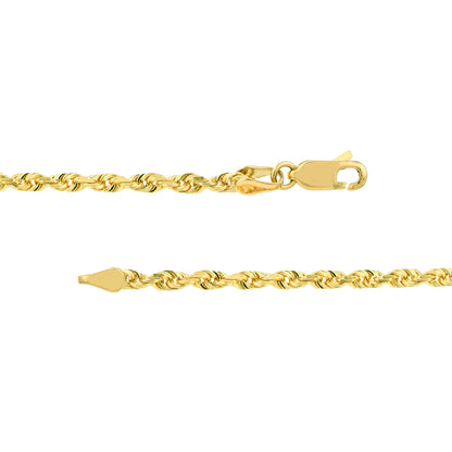 22&quot; 10K Yellow D/C Rope Chain