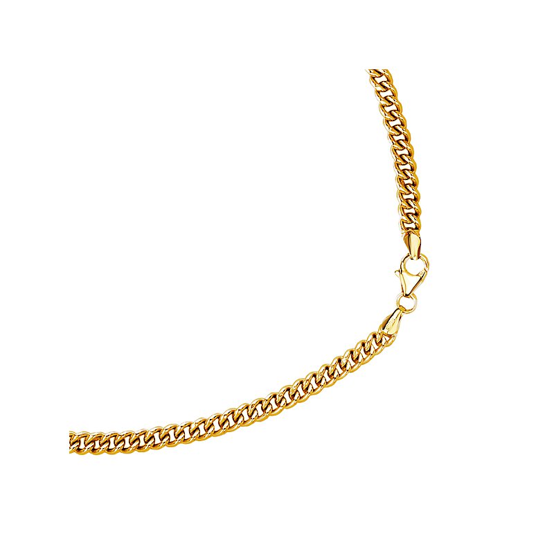 20" 4mm Curb Link Gold Plated Sterling Silver Chain