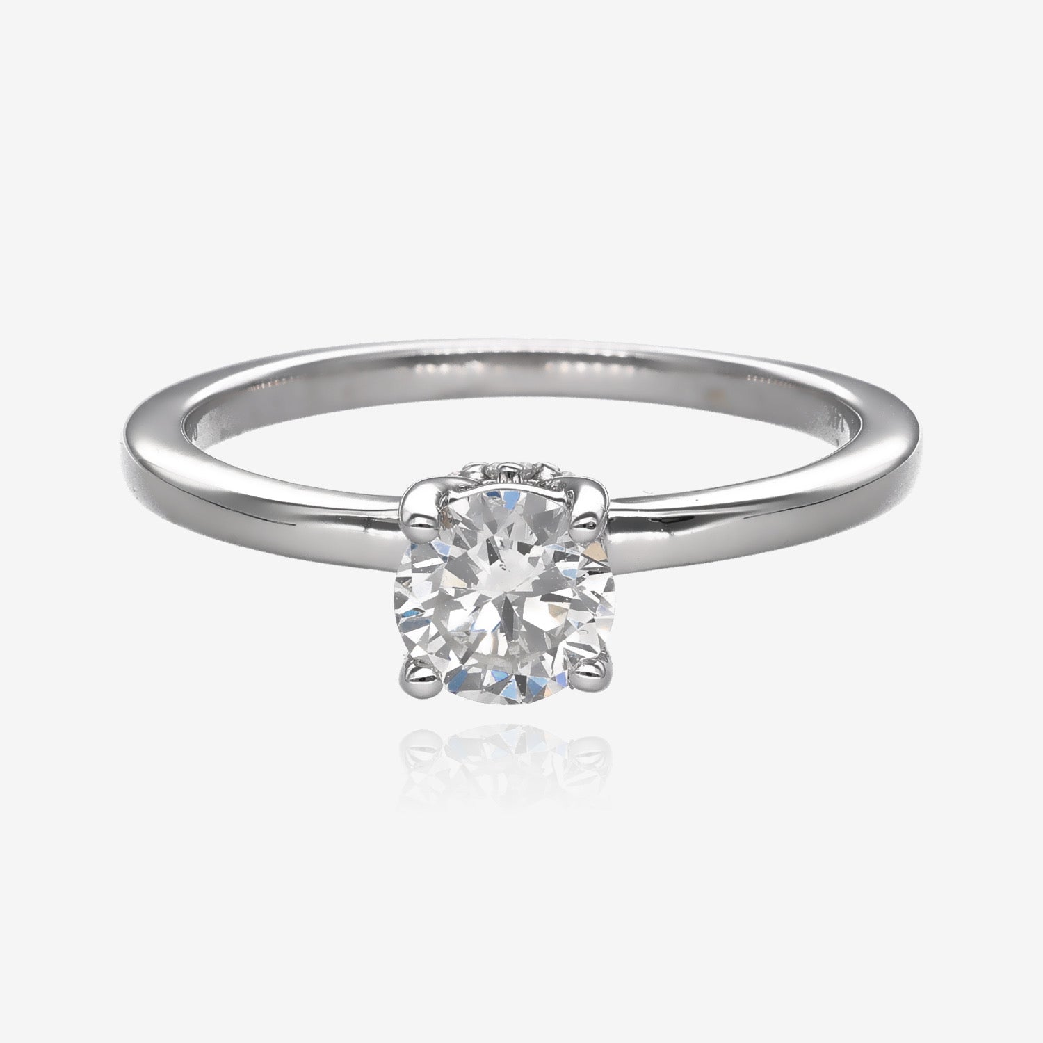 Diamond Accented Euro Cut Solitaire Engagement Ring