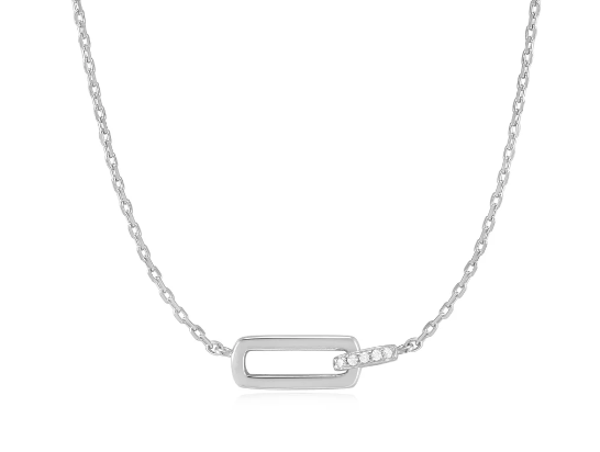 Silver Glam Interlock Necklace