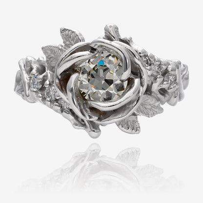 Summer Rose Diamond Ring White Gold