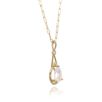 Raindrop Moonstone Pendant in Yellow Gold