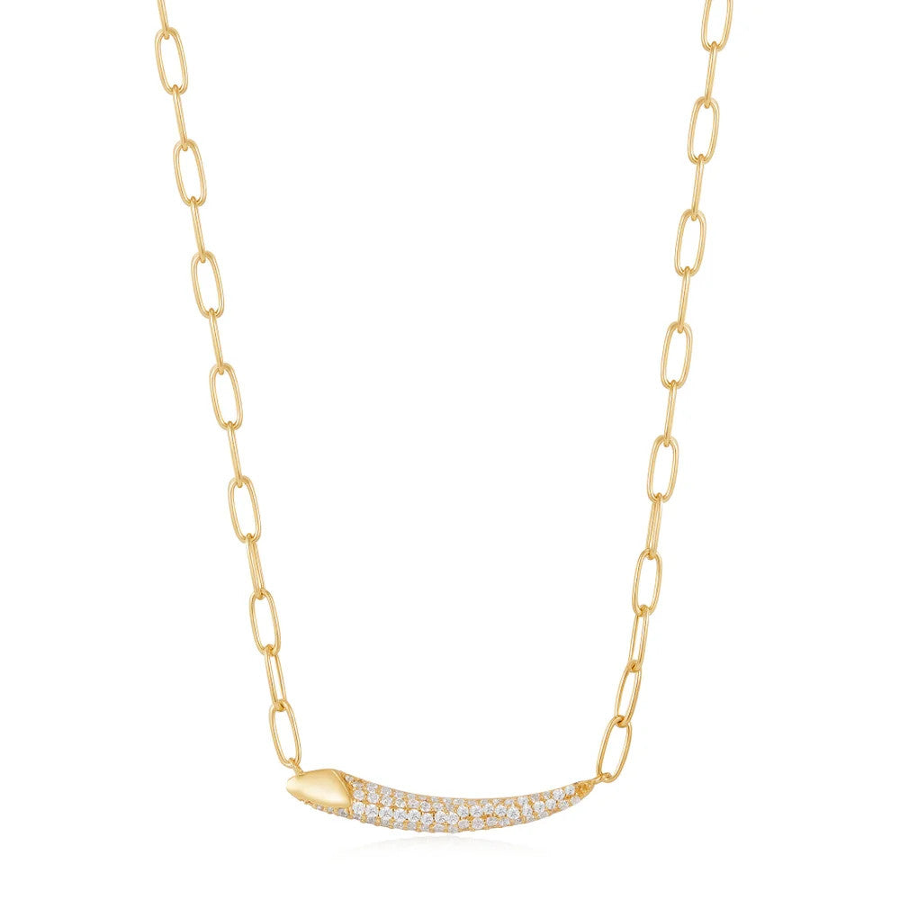 Gold Pavé Bar Chain Necklace