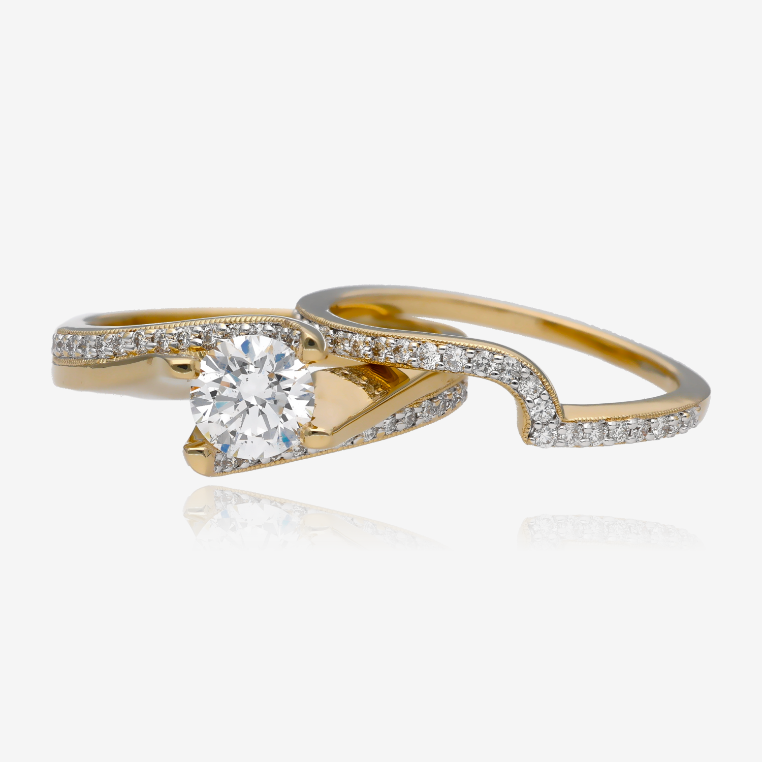 Swept Lab Diamond Bypass Bridal Ring Set