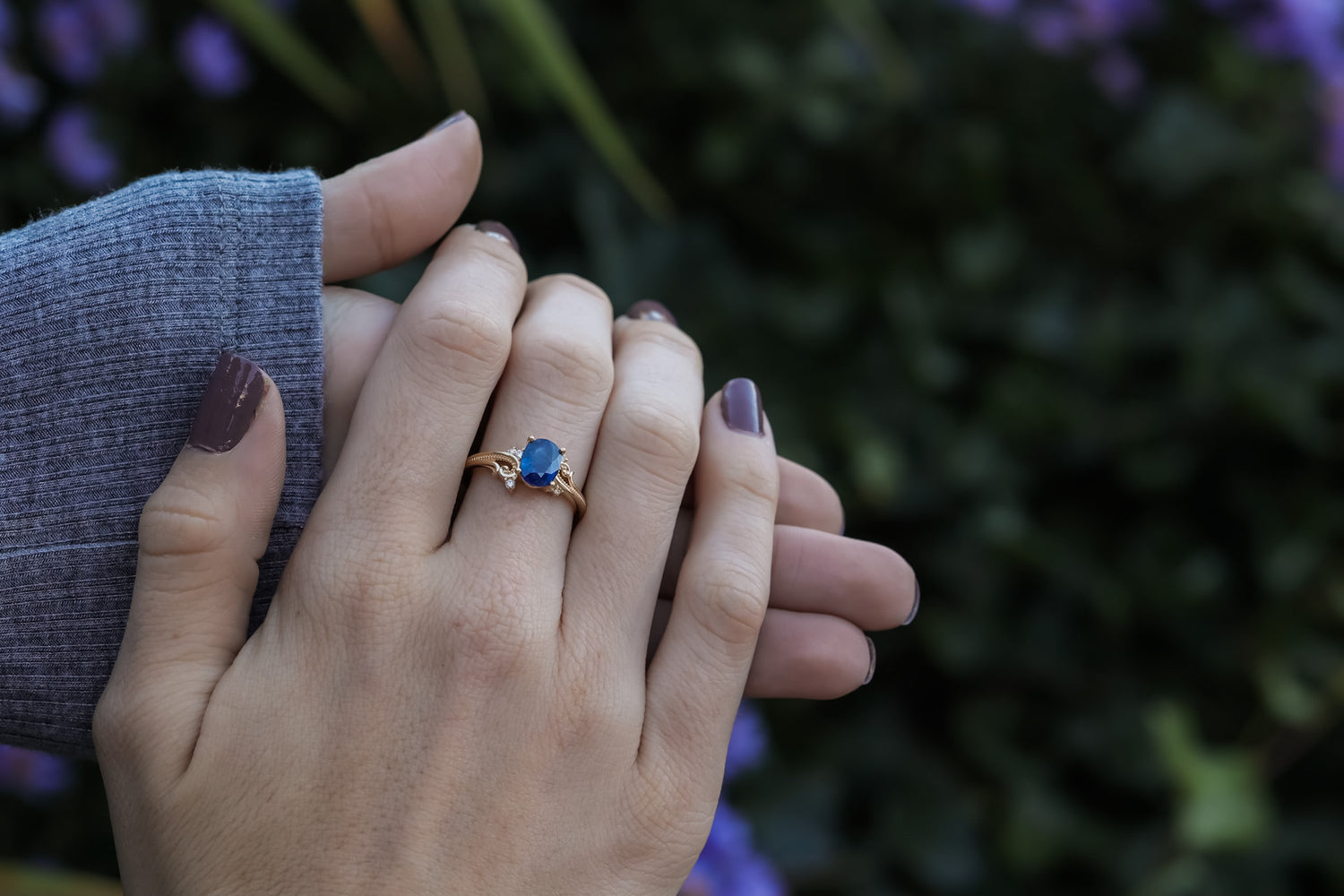 Sweet Summer Blues Sapphire Ring in 14k Yellow Gold