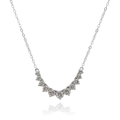 11 Diamond Station Necklace 14K White Gold