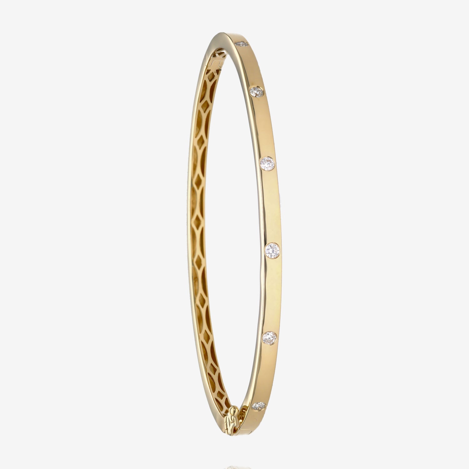 Natural Diamond 14k Gold Safety Hinged Bangle