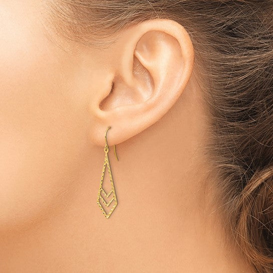 14k Gold Polished and Textured Dangle Earrings