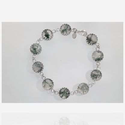 Green Moss Agate Marrakesh Argentium Silver Bracelet