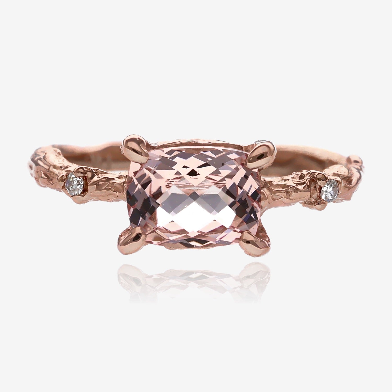 Morganite Rose Gold Enchanted Forest Wedding Set