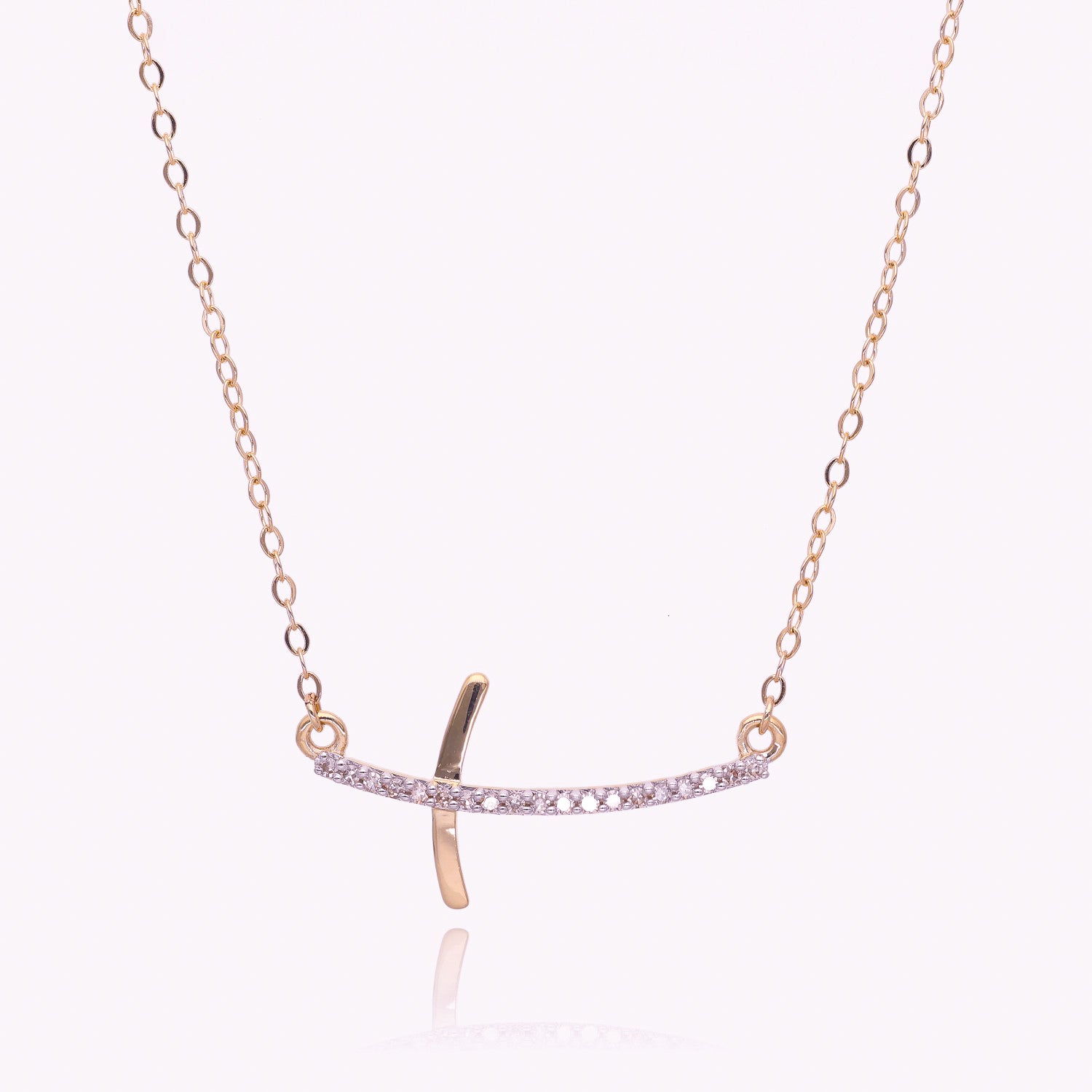 Diamond Take Up Your Cross Gold Necklace