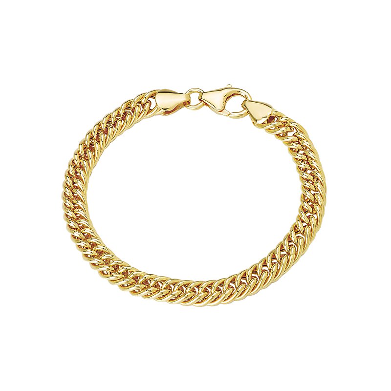 Weaved Curb Link Gold Plated Silver Bracelet