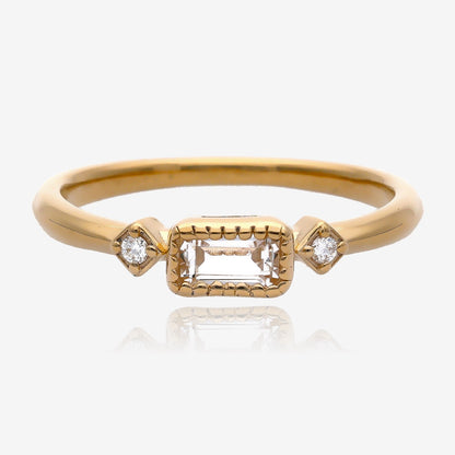 Radiant Elegance: Diamond Accented Gold Birthstone Ring