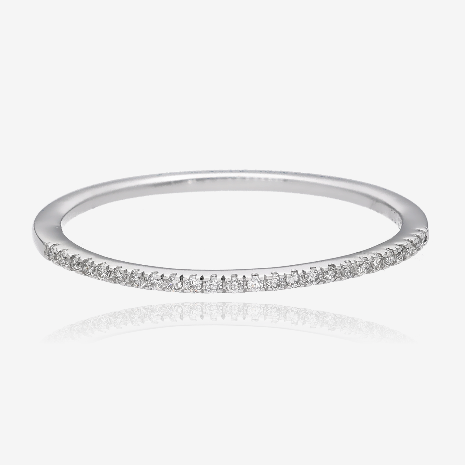 Glittering Thin Line Diamond and Gold Band