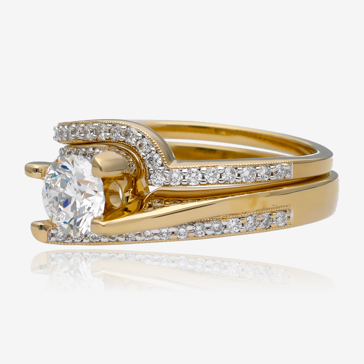 Swept Lab Diamond Bypass Bridal Ring Set