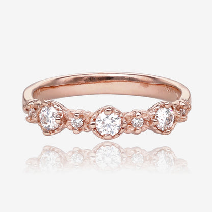 Handmade Treasure Band in Twinkling White Moissanite 14k Rose Gold