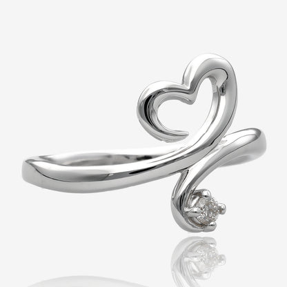 .06 Ctw Diamond Heart Promise Ring in Silver