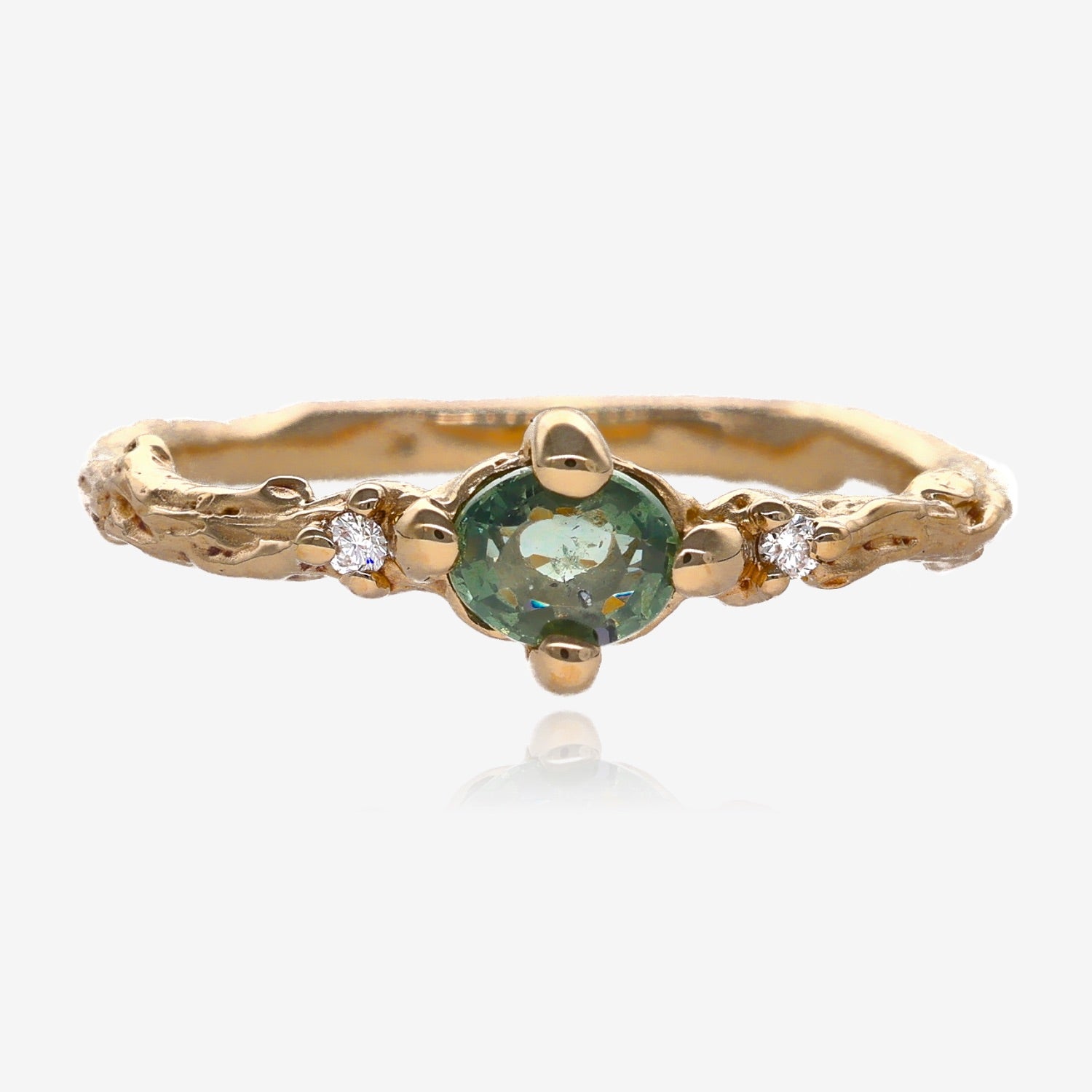 Green Sapphire Branch Band in Gold