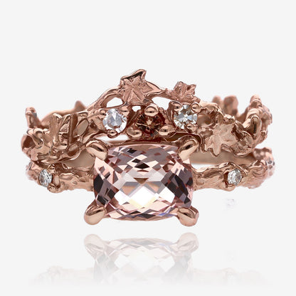 Morganite Rose Gold Enchanted Forest Wedding Set