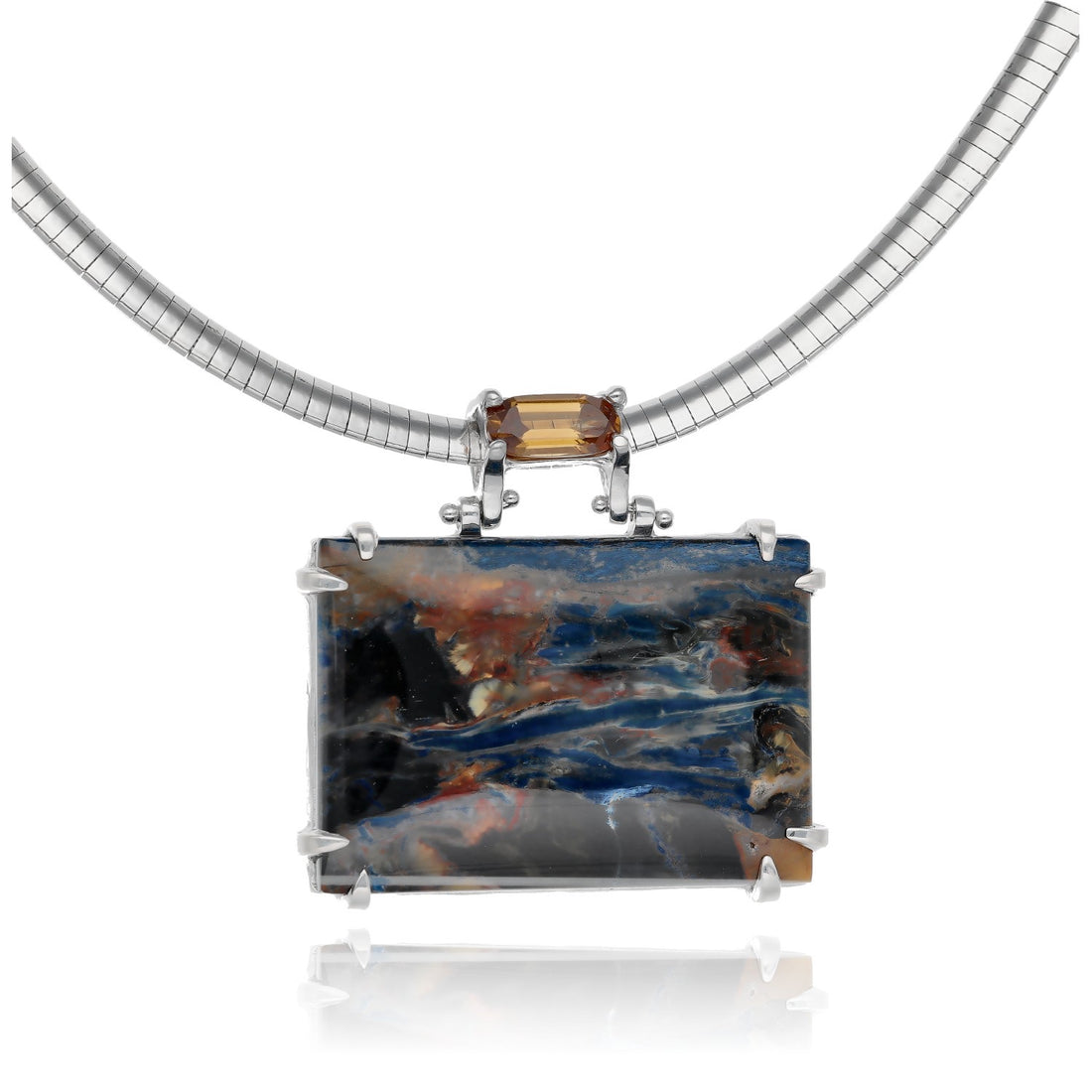 Storm Squall Pietersite &amp; Zircon Necklace