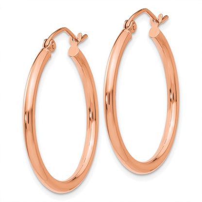 14K Rose Gold 25x2mm Polished Hoop Earrings