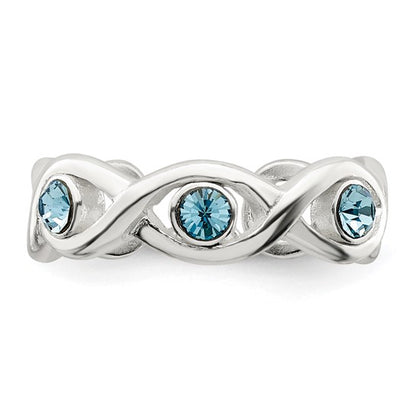 Blue Crystal Drops Silver Toe Ring