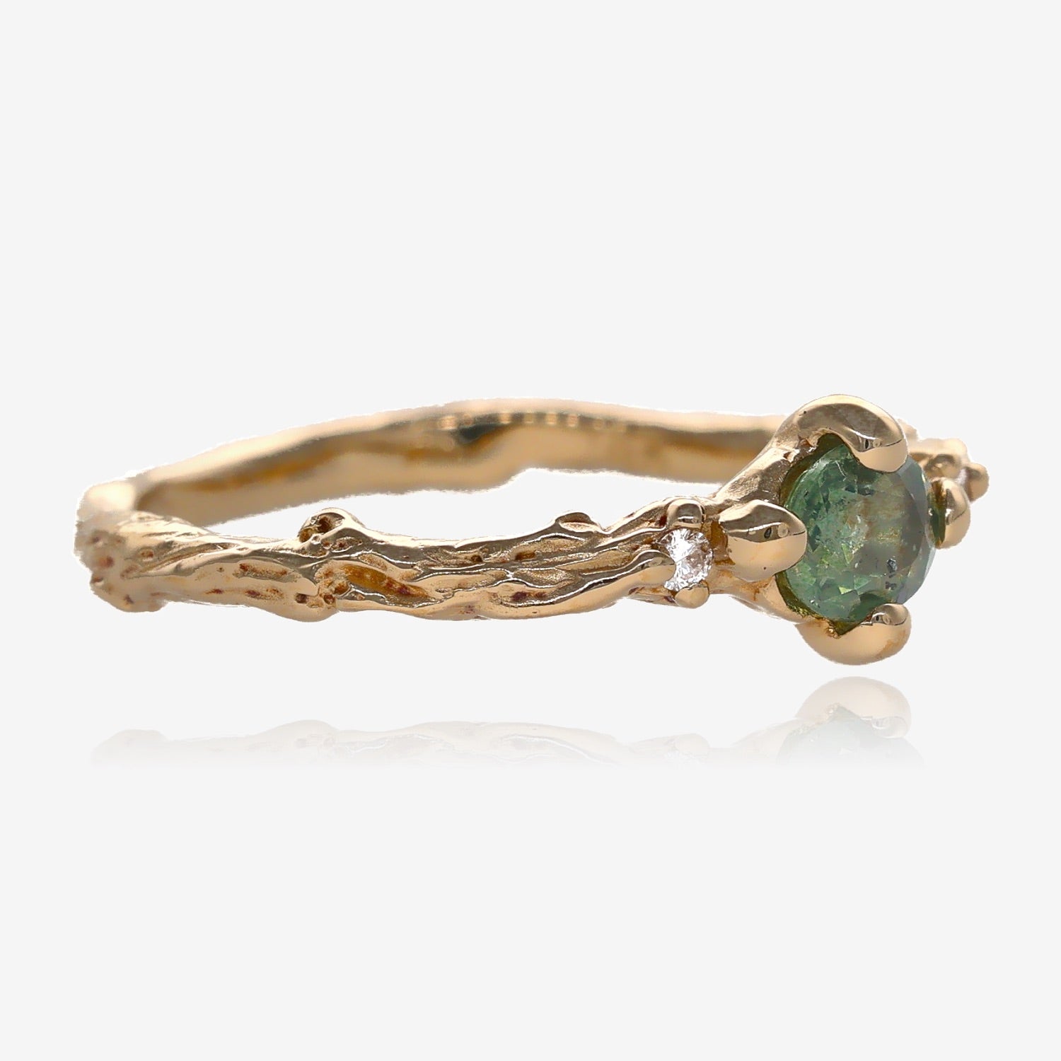 Green Sapphire Branch Band in Gold