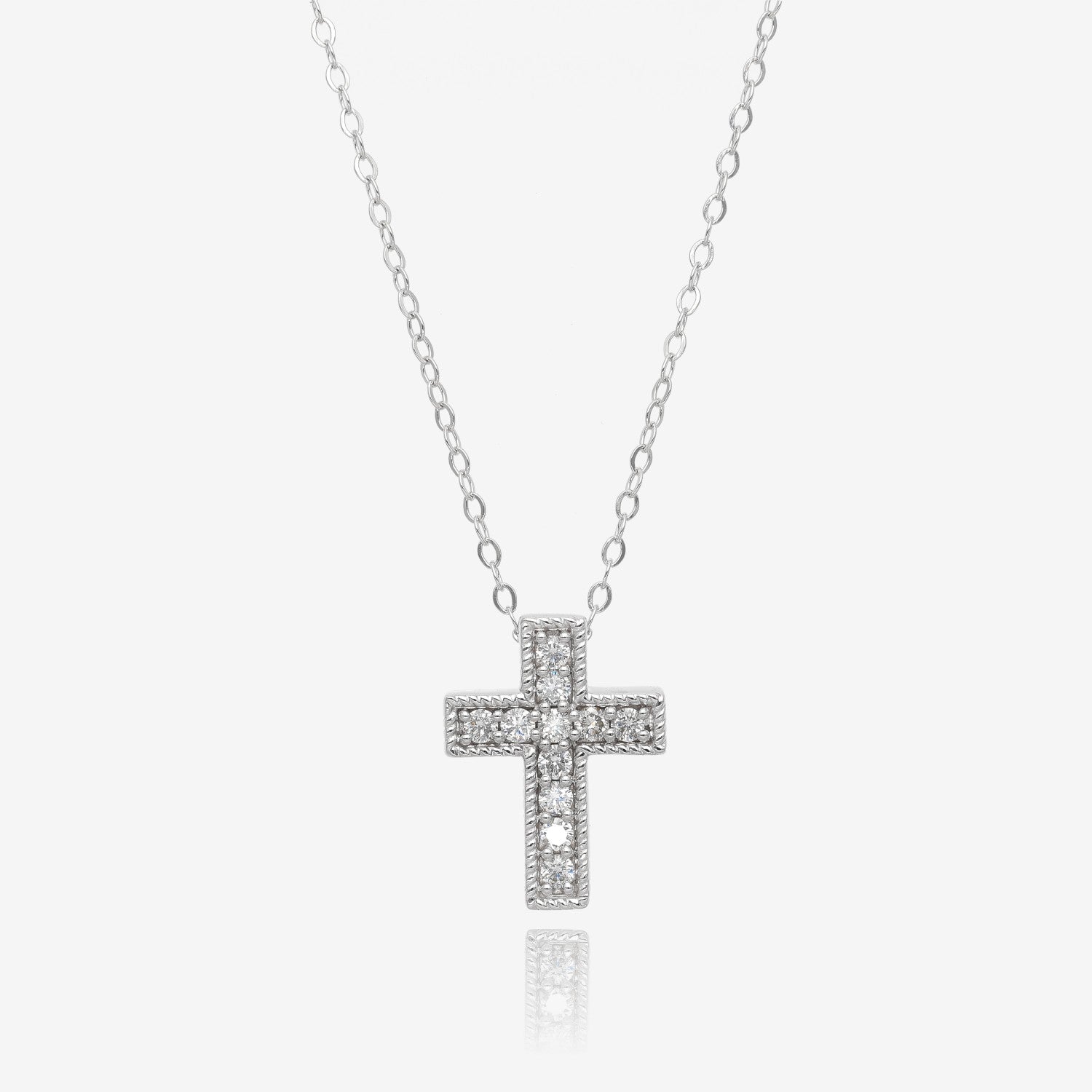 1/4ct Milgrain Edge Diamond Block Cross Pendant