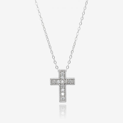 1/4ct Milgrain Edge Diamond Block Cross Pendant