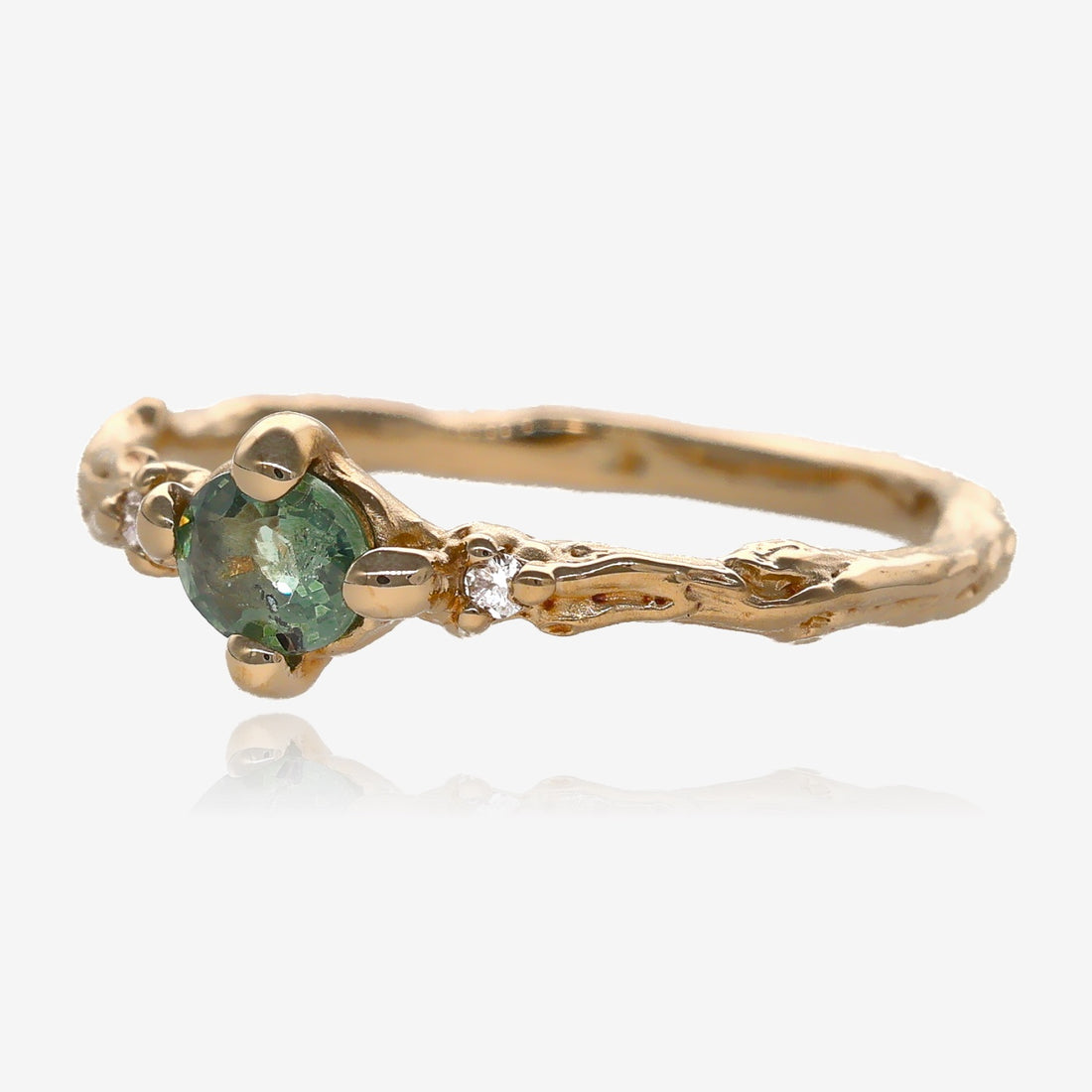 Green Sapphire Branch Band in Gold