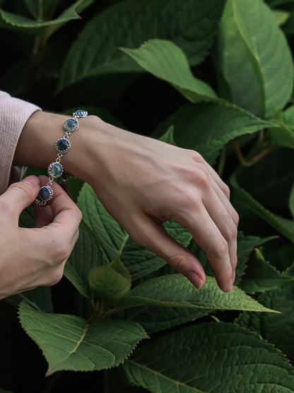 Green Moss Agate Marrakesh Argentium Silver Bracelet