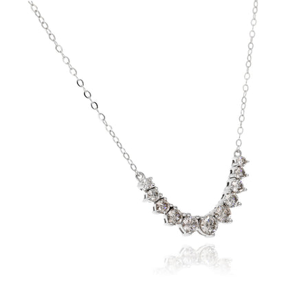 11 Diamond Station Necklace 14K White Gold