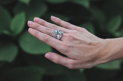 Green Dryad Gemstone Tree Ring Silver