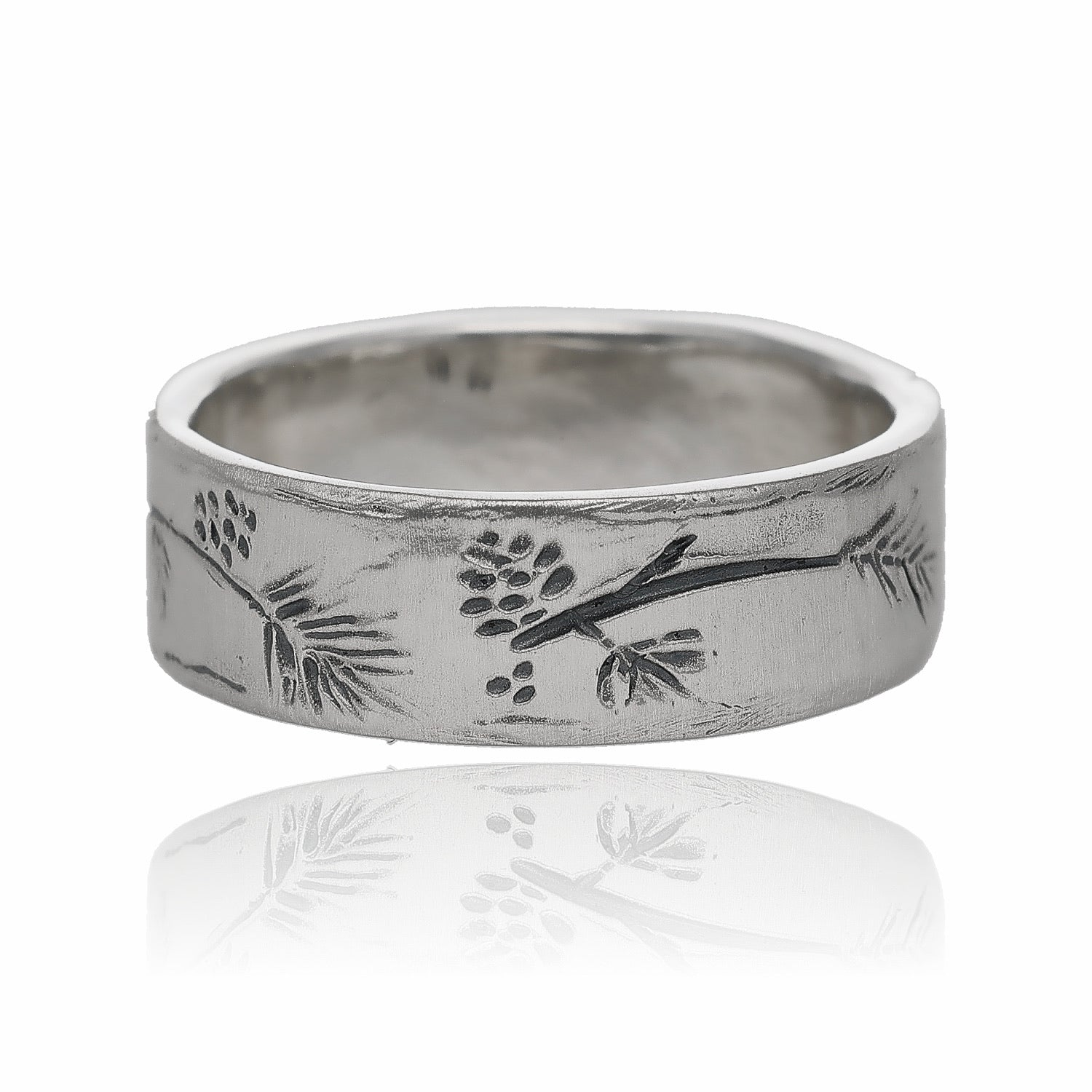 Silver Ring, Ponderosa Pine Band Antiqued