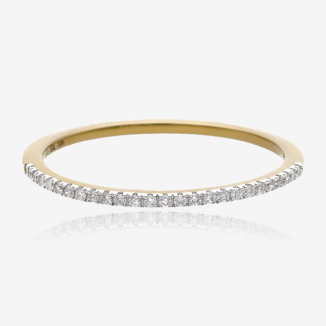 Glittering Thin Line Diamond and Gold Band