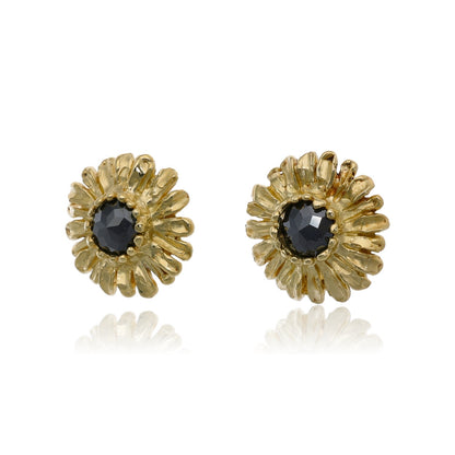 Black Diamond Sunflower Earring Studs