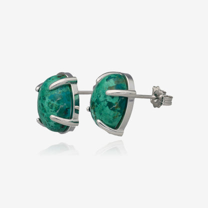 Lake Shore Blues Chrysocolla Sterling Stud Earrings