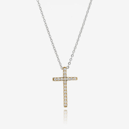 10k Two Tone Diamond Interchangeable Cross Pendant